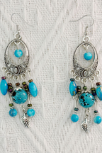 Long Fringe Earrings Turquoise Alloy Women's Decorative Earrings