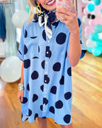 Stylish Polka Dot Shirt Dress