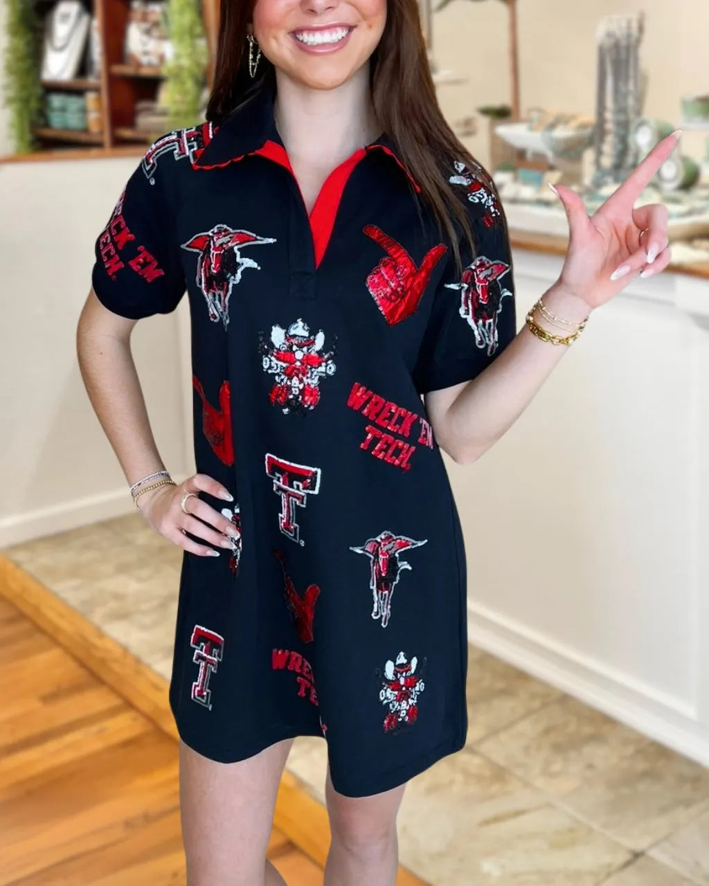 Cheer in Sequins Collar Dress