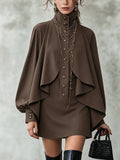 High-Neck Cape Mini Dress
