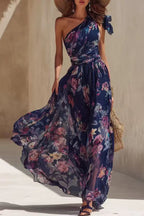 One-Shoulder Floral Maxi Dress