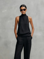 Black Cotton-Linen Two-Piece Set
