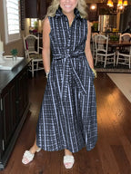New🔥 Lapel Button Printed Waistband Dress