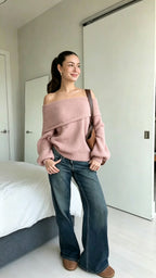 Cozy Sweater Collection for Fall 3 Styles Off Shoulder Cable Knit Mock Neck