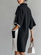 Colorblock Batwing Midi Dress