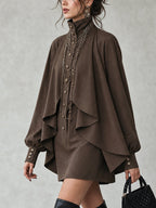 High-Neck Cape Mini Dress