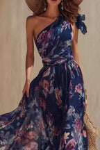 One-Shoulder Floral Maxi Dress