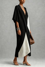 Geometric Colorblock Poncho Maxi Dress