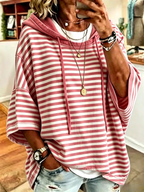 New Arrivals🔥Women Striped Half Sleeve Casual Daily Hoodie