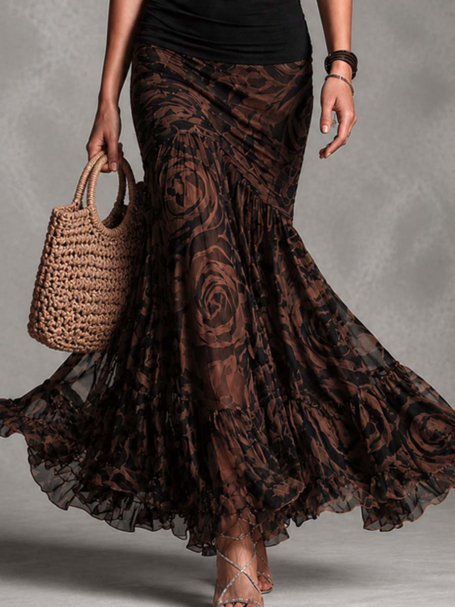 Retro Mesh Mermaid Skirt Set