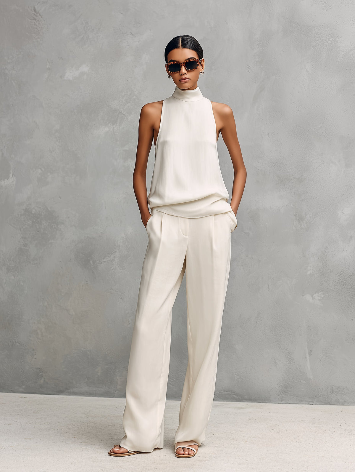 Black Cotton-Linen Two-Piece Set