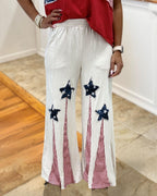 Independence Day Patchwork Flared Pants