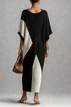 Geometric Colorblock Poncho Maxi Dress