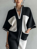 Colorblock Batwing Midi Dress