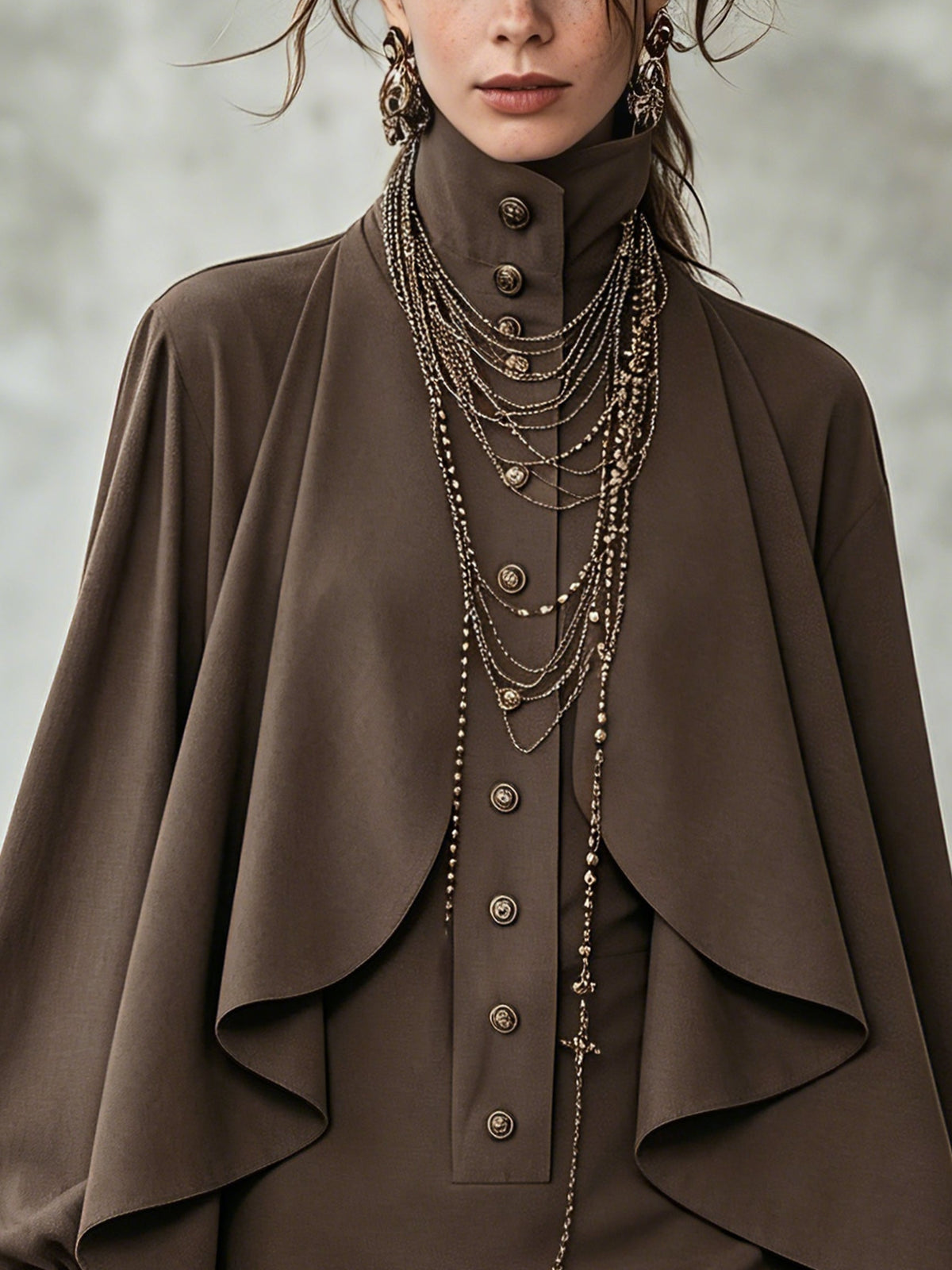 High-Neck Cape Mini Dress