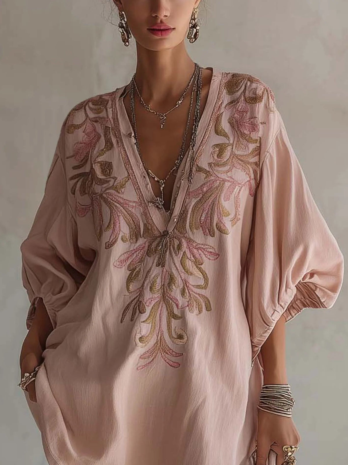 Embroidered Linen Mini Dress