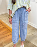 Embroidered Floral Denim Jogger