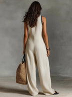 Embroidered Linen Jumpsuit
