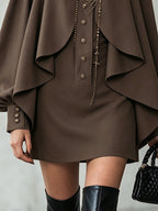 High-Neck Cape Mini Dress