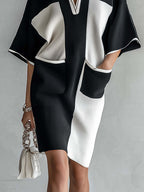 Colorblock Batwing Midi Dress
