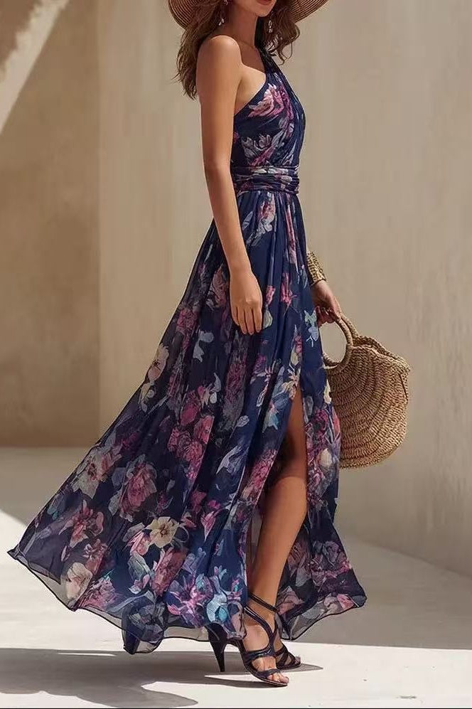 One-Shoulder Floral Maxi Dress