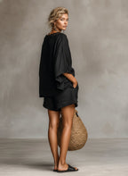 Linen Lace-Trim Shorts Set