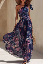 One-Shoulder Floral Maxi Dress