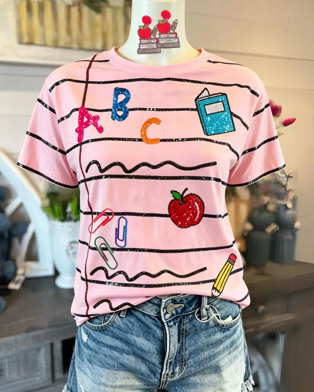 School Day Sequin Striped T-Shirt