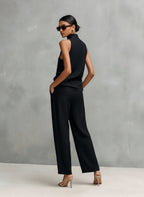 Black Cotton-Linen Two-Piece Set