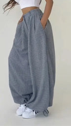 Plaid Baggy Wide Leg Pants
