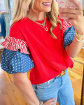 Ruffled Flag Puff Sleeve Top