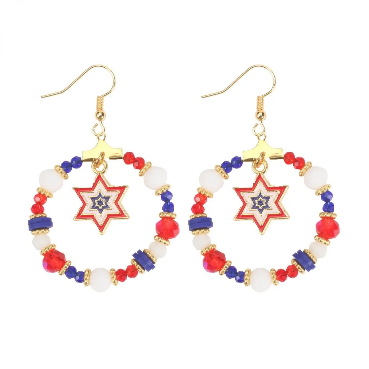 Independence Day Beaded Star Earrings