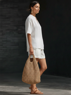 💝💝Women's Minimalist Cozy Basic Linen And Cotton Two-piece Set