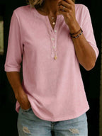 TODAY ONLY🔥Classic Henley Collar 100% Cotton T-shirt