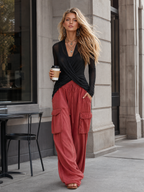 Retro Contrast Cargo Pants Set