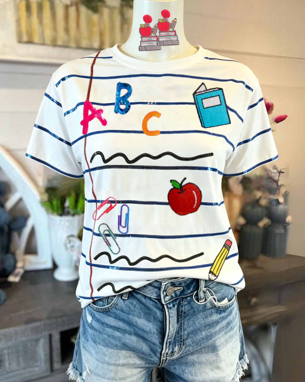 School Day Sequin Striped T-Shirt