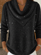 🎄 CLEARANCE SALE🔥 Vintage Soft Triangle Neck Sequined Shiny Sweater Top