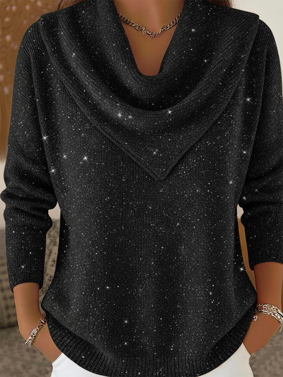 🎄 CLEARANCE SALE🔥 Vintage Soft Triangle Neck Sequined Shiny Sweater Top