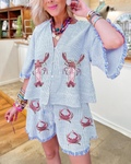 Lobster Crab Sequin Stripe Set
