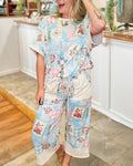 Casual Floral-Panel Matching Set