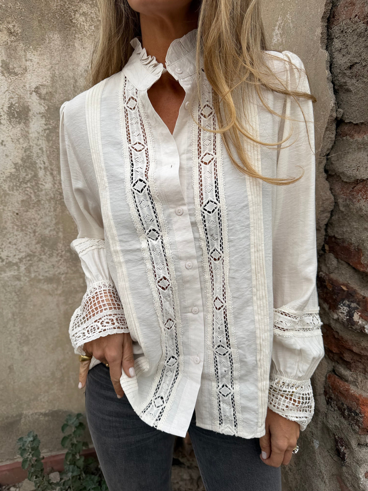 New Arrivals🔥Crochet Detail Flutter Sleeve Blouse