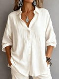 Women's Casual Cotton And Linen Polo Shirt