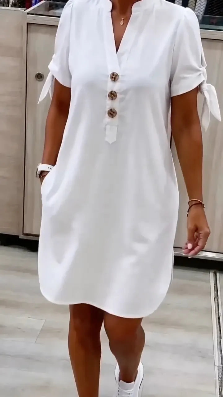 ie-Sleeve Shift Midi Dress