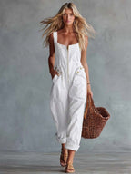 Retro Zip-Front Belted Jumpsuit