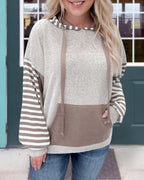 Colorblock  Stripe Terry Hoodie