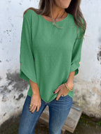 🎄Christmas Sale🔥 Round Neck Embroidered Large Cuffs Casual Shirt