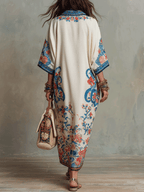 Floral Paisley Kaftan Midi Dress