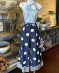 Polka-dot Wide-leg Denim Trousers