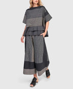 New Arrival🔥Women's Loose Casual Striped Two-Piece Set with Tiered Hem Top & Wide-Leg Pants