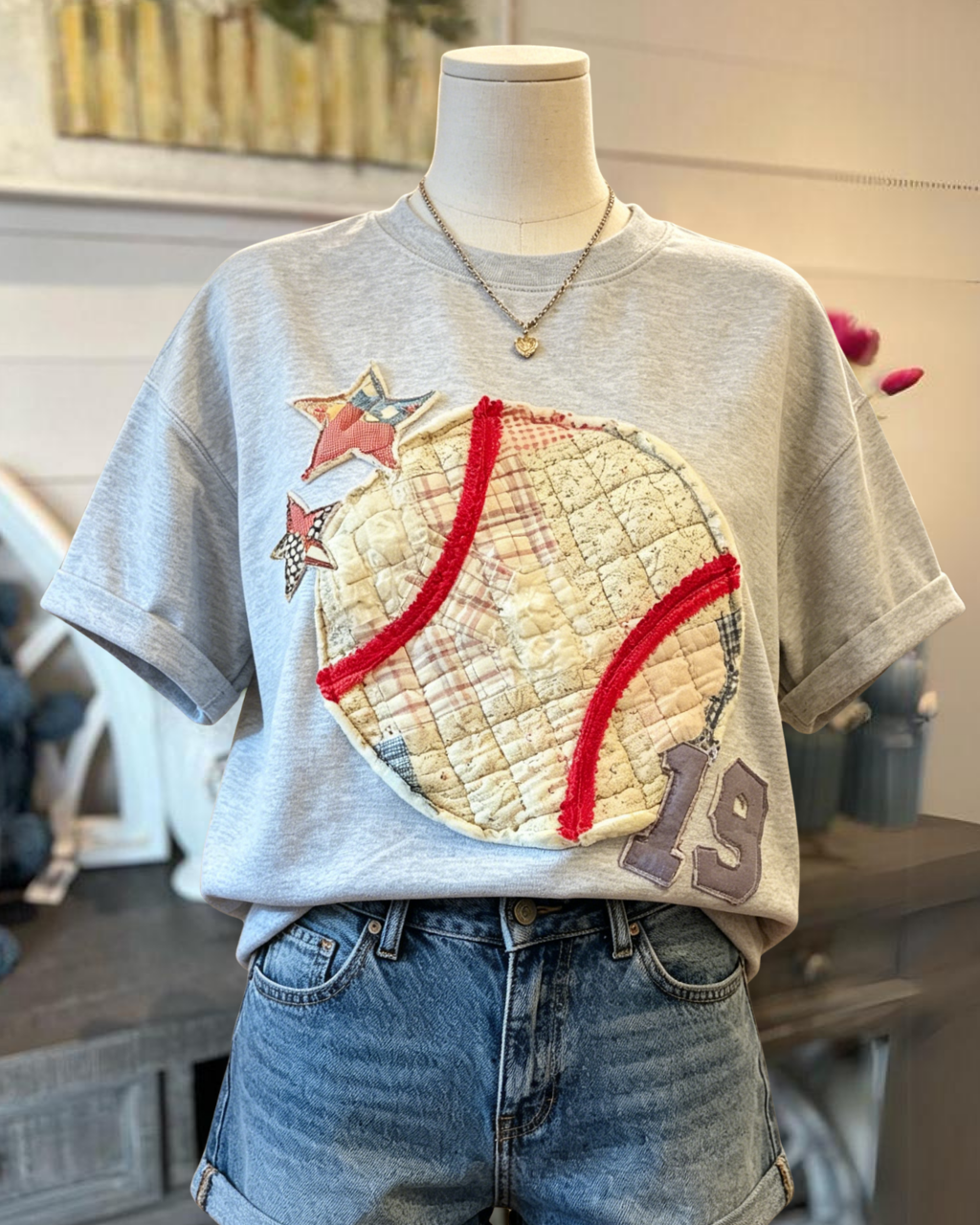 Baseball Quilted Embroidered T-Shirt